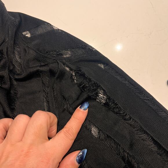 GAUGE81 Black Beni Draped Recycled Open-Knit Mini Shirt Dress Size XS - Picture 10 of 13